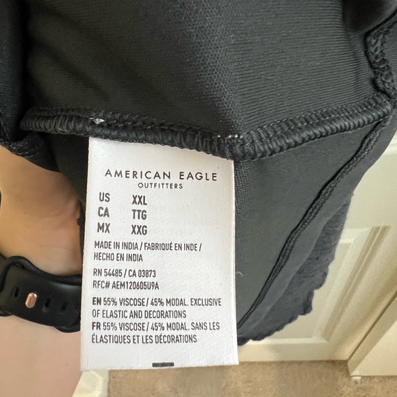 AE Washed Black Long-Sleeve Ruffle Mini Dress - Picture 6 of 8